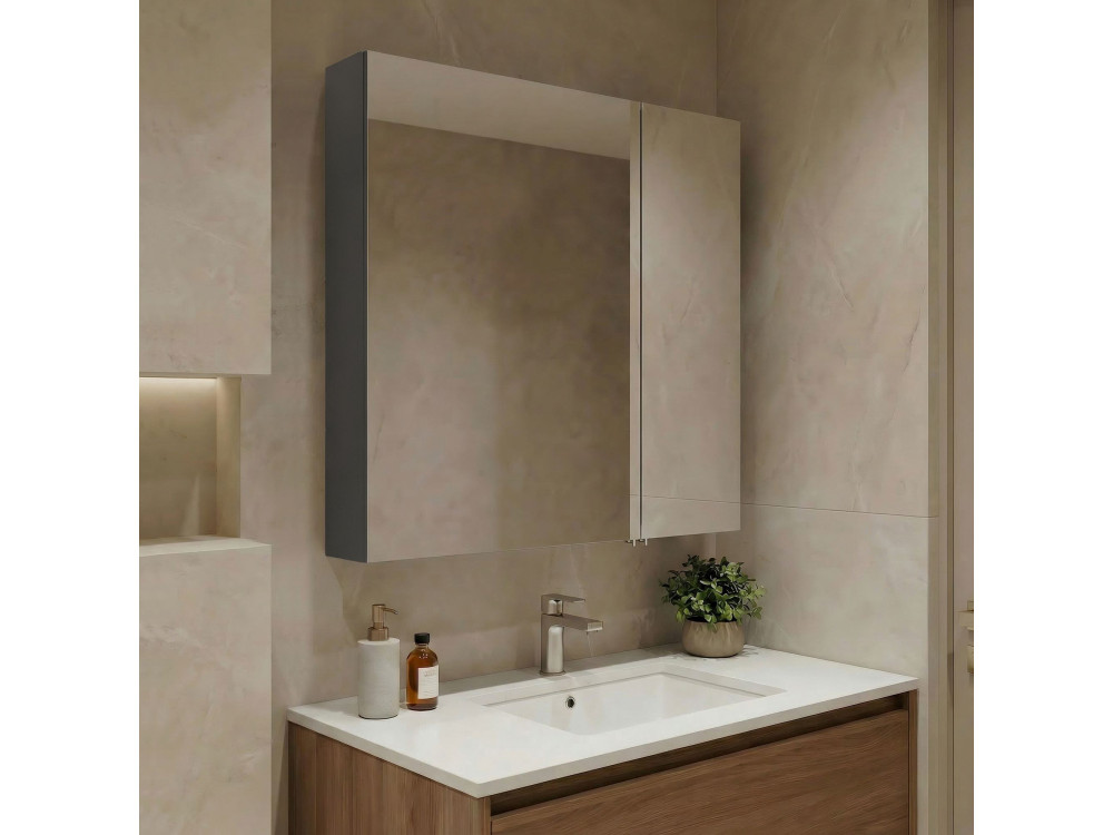Móvel de casa de banho com espelho «Nuvola 60 v2» - 66 x 16 x 60 cm - Antracite