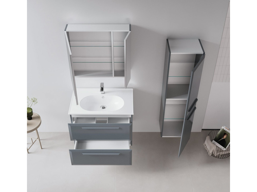 Móvel de casa de banho com espelho «Nuvola 80 v2» - 75 x 16 x 66 cm - Antracite