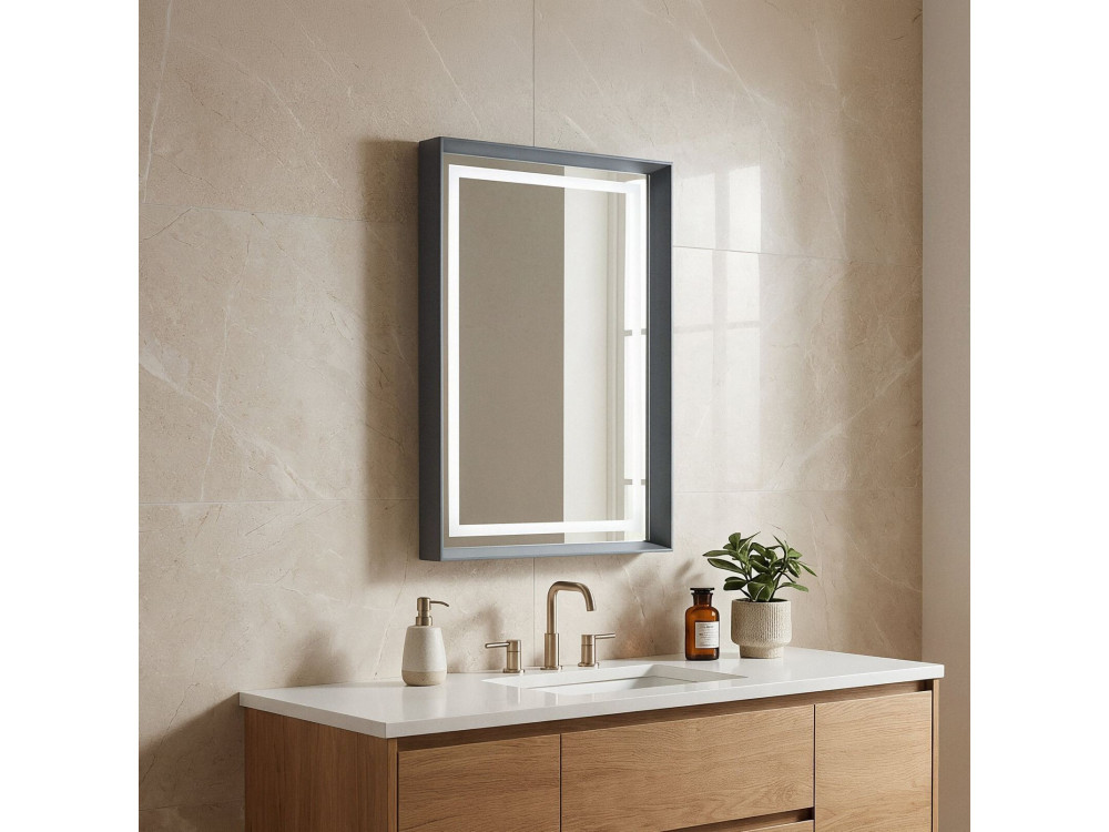 Espelho decorativo em madeira «Craft 60 x 90 v2» - 60 x 10 x 90 cm - Antracite mate