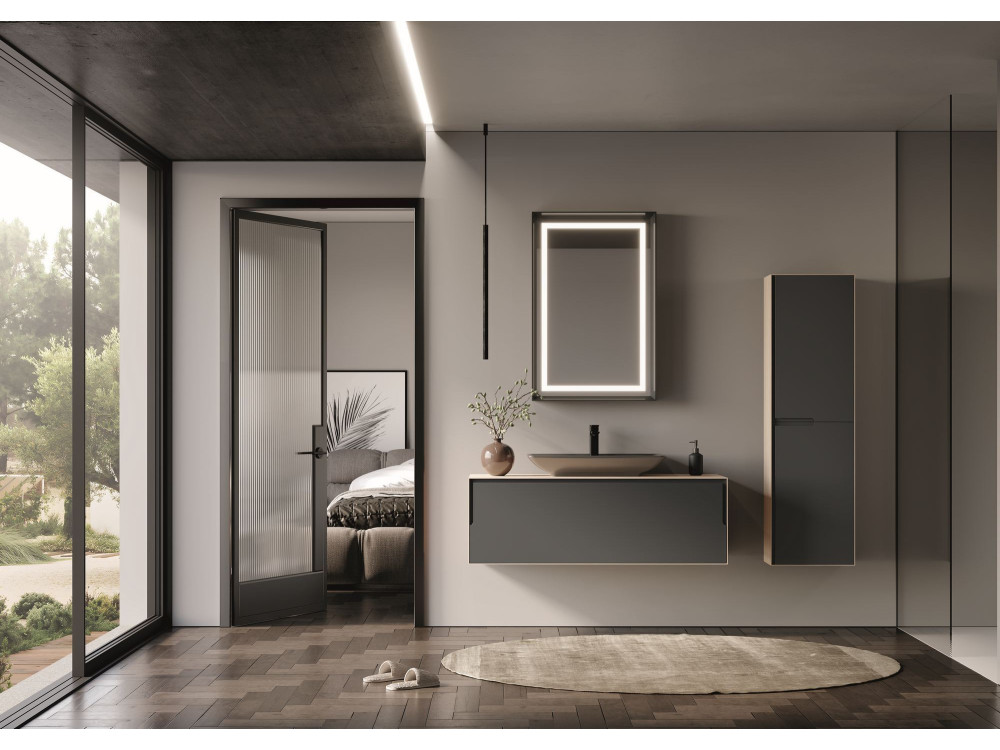 Espelho decorativo em madeira «Craft 60 x 90 v2» - 60 x 10 x 90 cm - Antracite mate