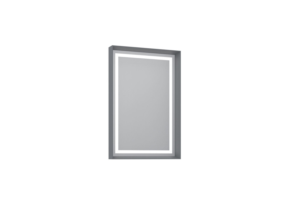 Espelho decorativo em madeira «Craft 60 x 90 v2» - 60 x 10 x 90 cm - Cinza mate