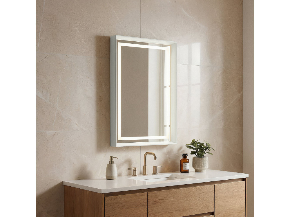 Espelho decorativo em madeira «Craft 60 x 90 v2» - 60 x 10 x 90 cm - Matte Cashmere