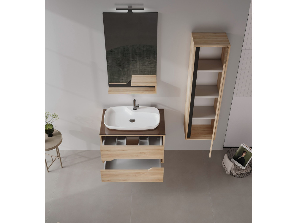 Espelho decorativo em madeira «Galia 60» - 60 x 14 x 100 cm - Carvalho