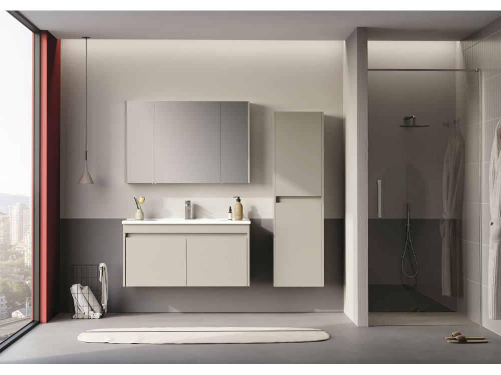 Móvel de casa de banho com espelho «Arno 100» - 100 x 16 x 66 cm - Cashmere