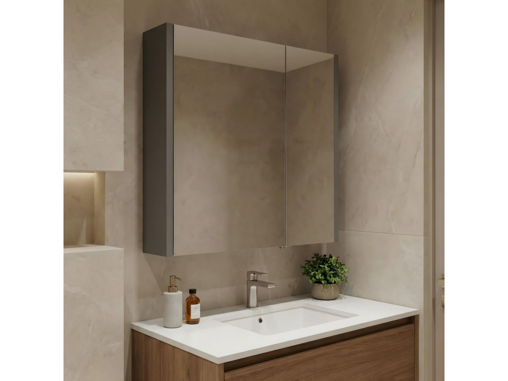 Móvel de casa de banho com espelho «Arno 60» - 60 x 16 x 66 cm - Cinza / Antracite