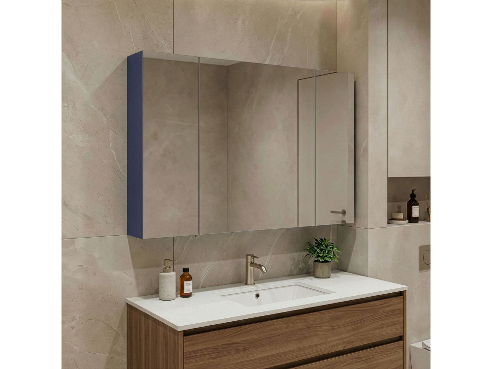Móvel de casa de banho com espelho «Bari 100» - 97 x 16 x 66 cm - Azul-marinho mate