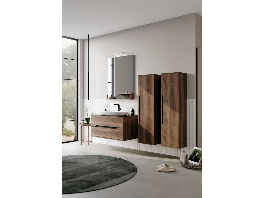 Espelho decorativo em madeira «Galia 80» - 60 x 14 x 100 cm - Nogueira escura
