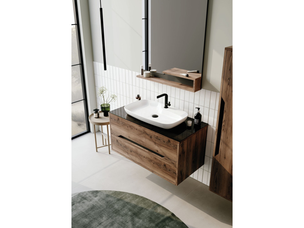 Espelho decorativo em madeira «Galia 80» - 60 x 14 x 100 cm - Nogueira escura