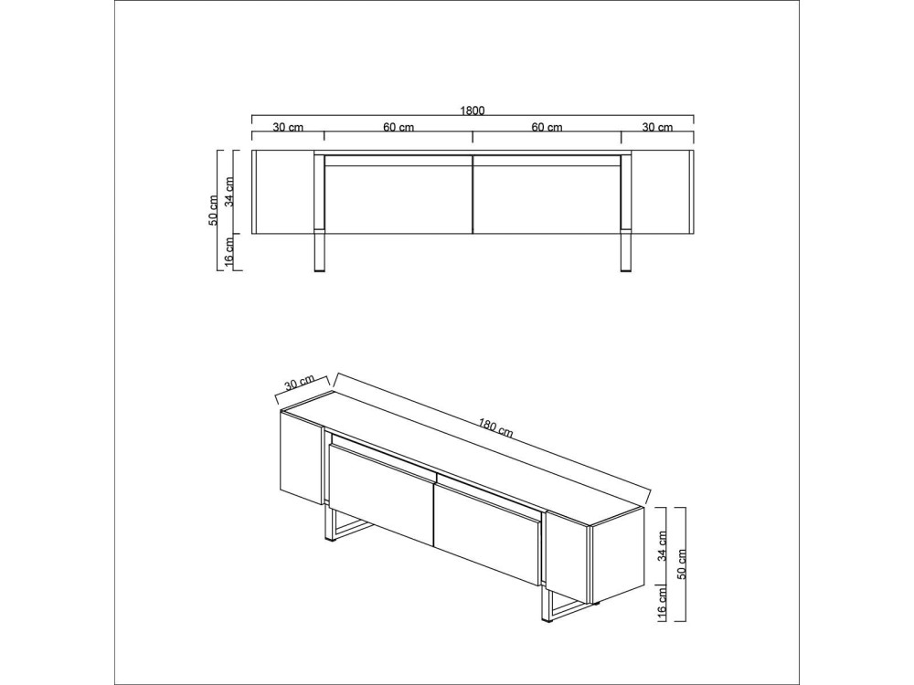 Suporte de TV em madeira "Yildiz" - 180 x 30 x 50 cm - TravertinOr
