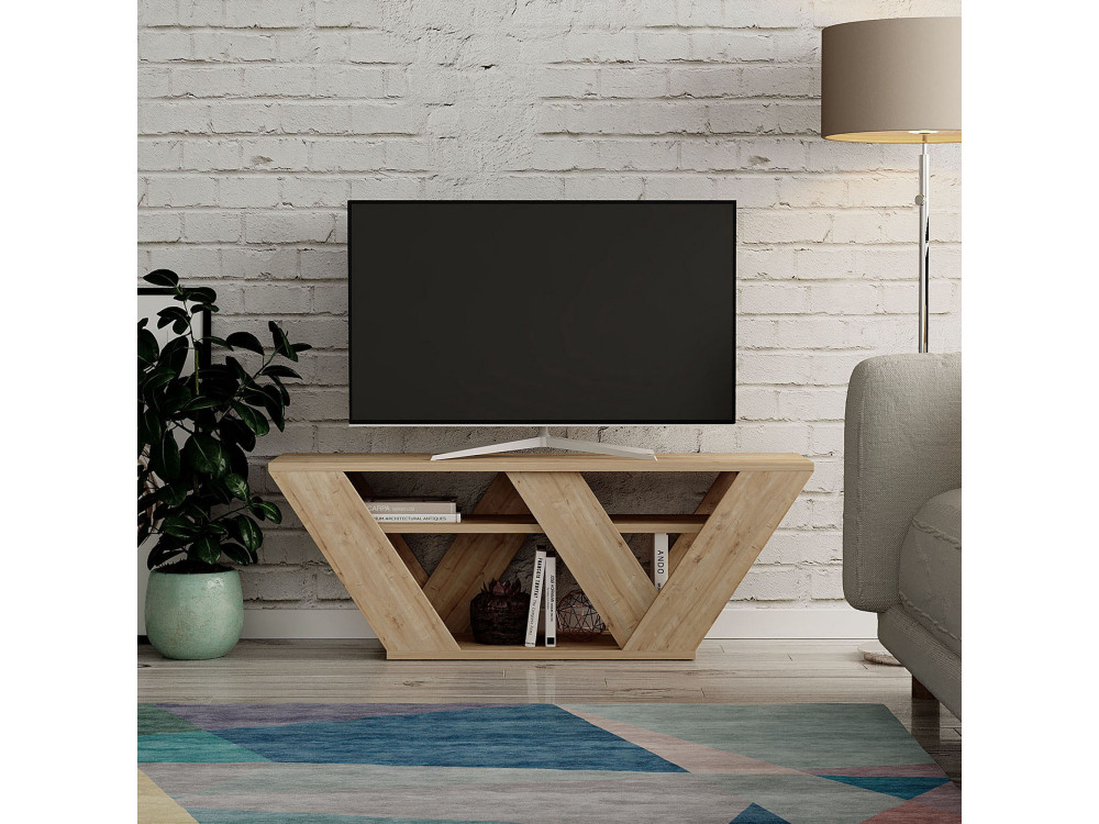 Suporte para televisor em madeira "Pipralla" - 110 x 30 x 40 cm - Carvalho