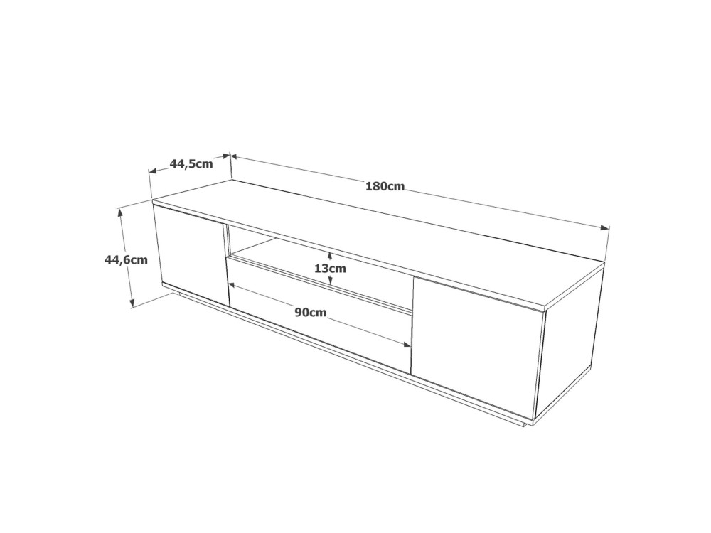 Suporte de TV em madeira FR7" - 180 x 44 x 44 cm - Pinheiro AtlânticoAntracite