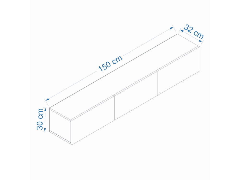 Suporte de TV em madeira "West" - 150 x 32 x 30 cm - pinho branco do Atlântico