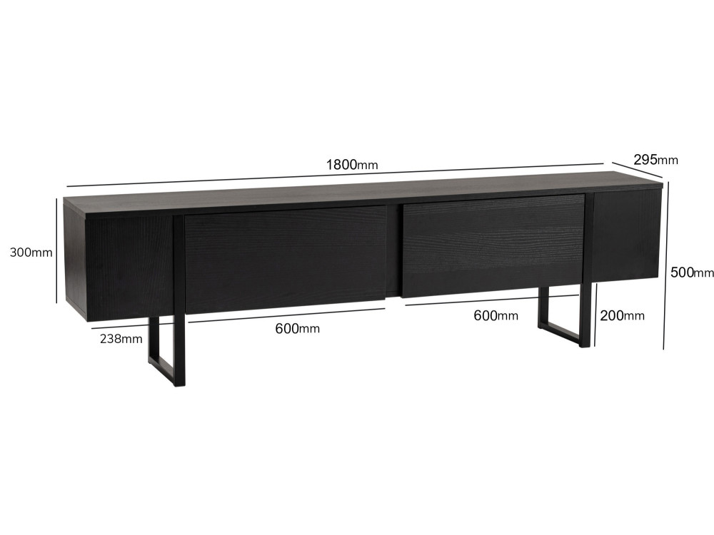 Suporte para televisor em madeira "Serenity" - 180 x 29 x 50 cm - Preto