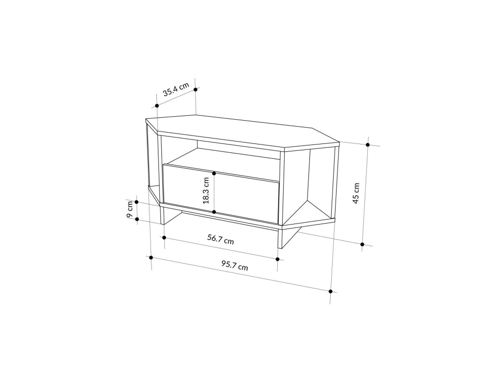 Mesa de TV de madeira "Viva" - 95 x 35 x 45 cm - Bege