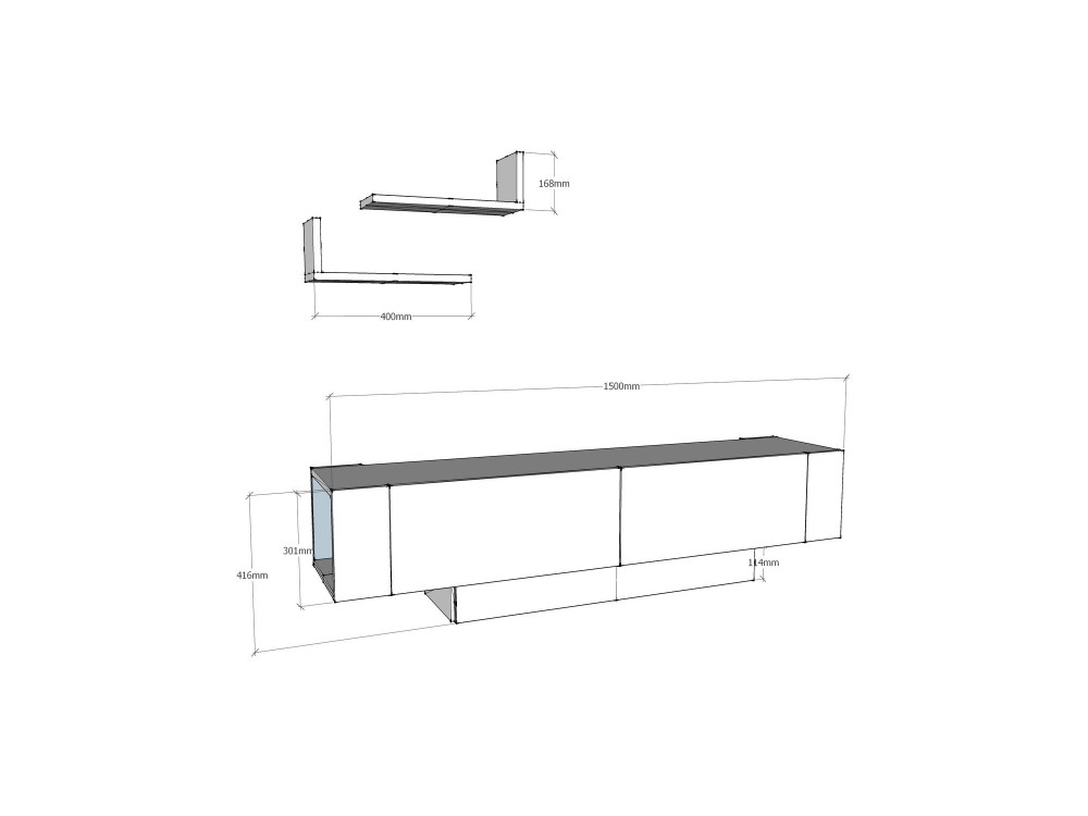 Suporte para televisor em madeira "Matera" - 150 x 31 x 41 cm - Branco