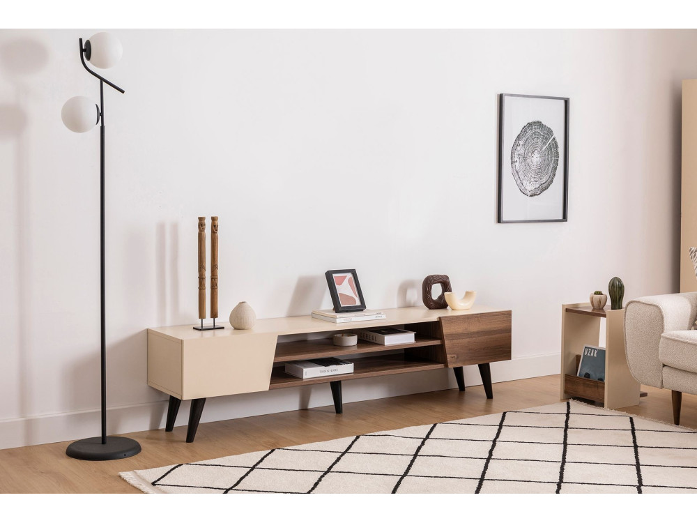 Suporte de TV em madeira "Clark" - 180 x 37 x 45 cm - Castanho