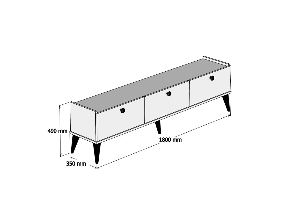 Mesa de TV em madeira "Lidya" - 180 x 35 x 49 cm - Castanho