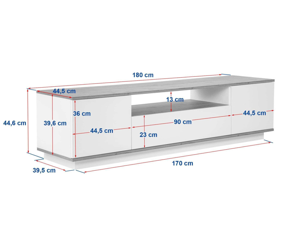 Suporte para televisor em madeira "Veramont" - 180 x 44 x 44 cm - Creme