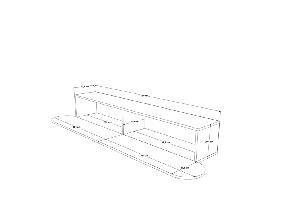 Suporte para televisor em madeira "LUM1" - 180 x 31 x 29 cm - Creme