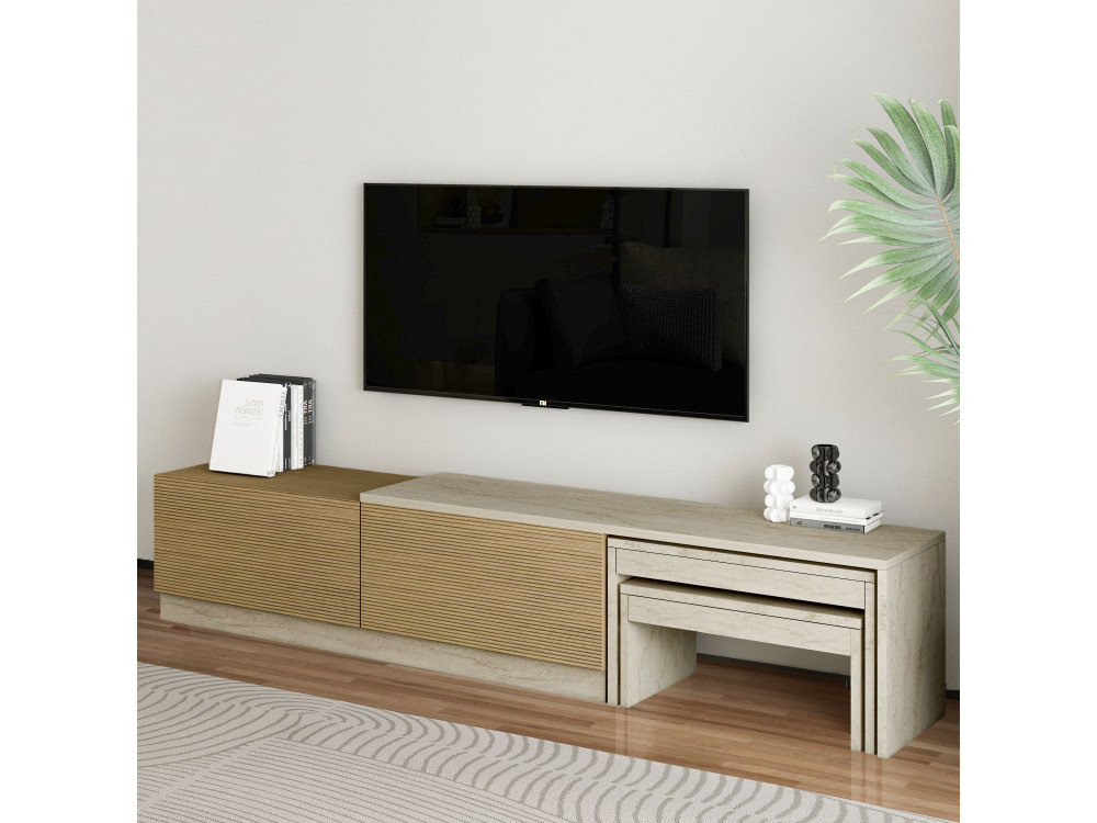Suporte de TV em madeira "Nest" - 180 x 30 x 36 cm - Bege