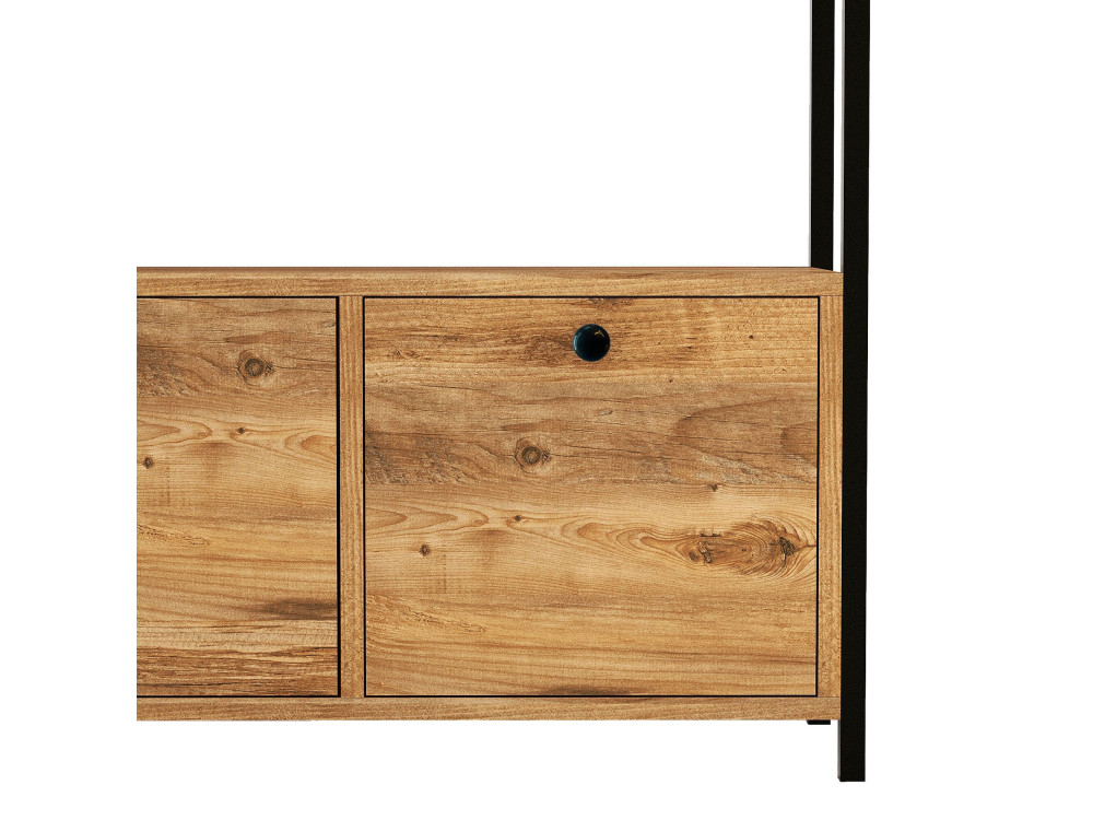 Aparador de madeira "Nero" - 120 x 30 x 75 cm - Pinho preto do Atlântico