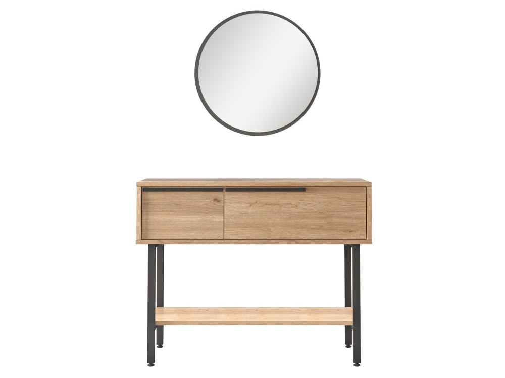 Consola de madeira "Calvin" com espelho - 100 x 30 x 76 cm - Castanho
