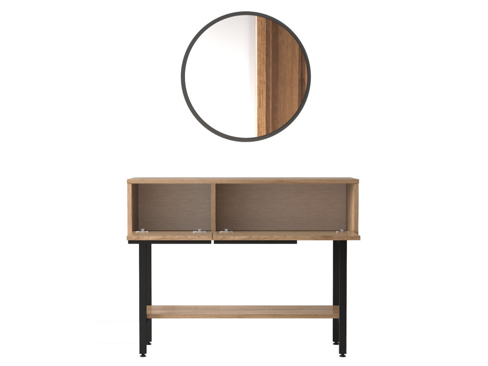 Consola de madeira "Calvin" com espelho - 100 x 30 x 76 cm - Castanho