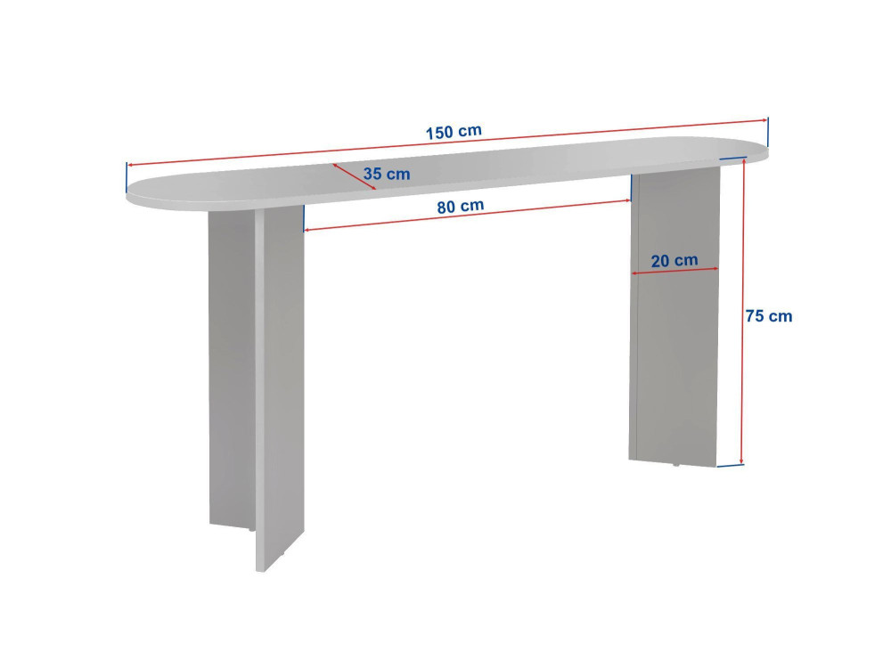 Consola de madeira "Sira" - 150 x 35 x 75 cm - Travertino