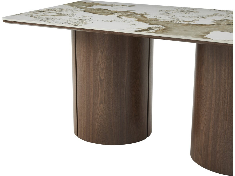 Mesa de jantar retangular em cerâmica Pendora "Milano" - 6 lugares - Castanho