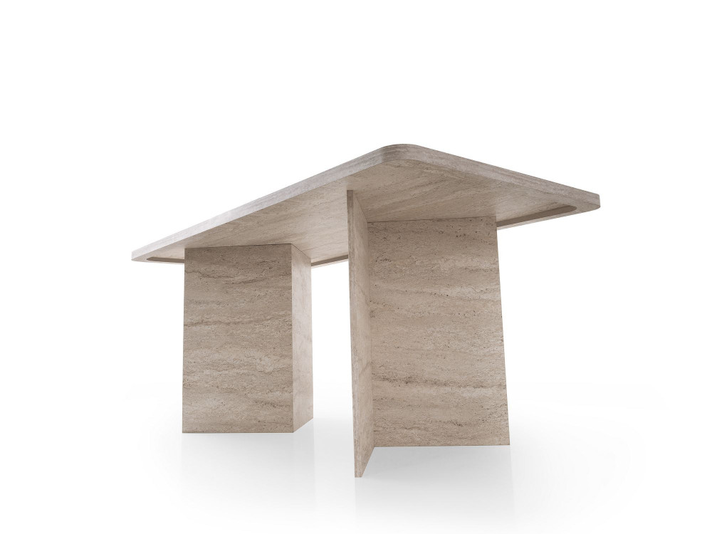 Mesa de jantar de madeira "Lizzard" 180 x 90 x 77 cm - Travertino