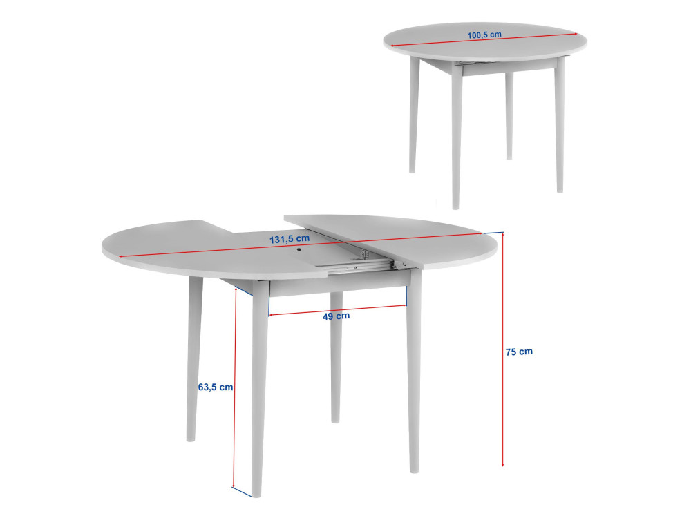 Mesa de jantar extensível de madeira "Viona" 100 x 100 x 75 cm - Travertino