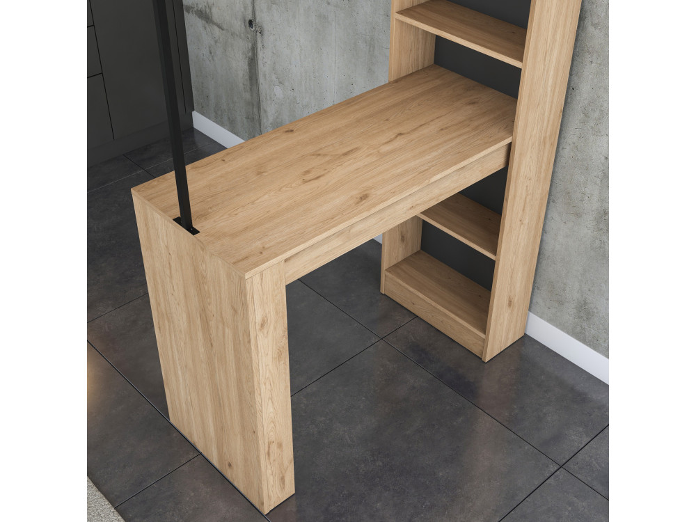 Mesa de jantar de madeira "Jacob" com prateleiras - 120 x 56 x 199 cm - Castanho