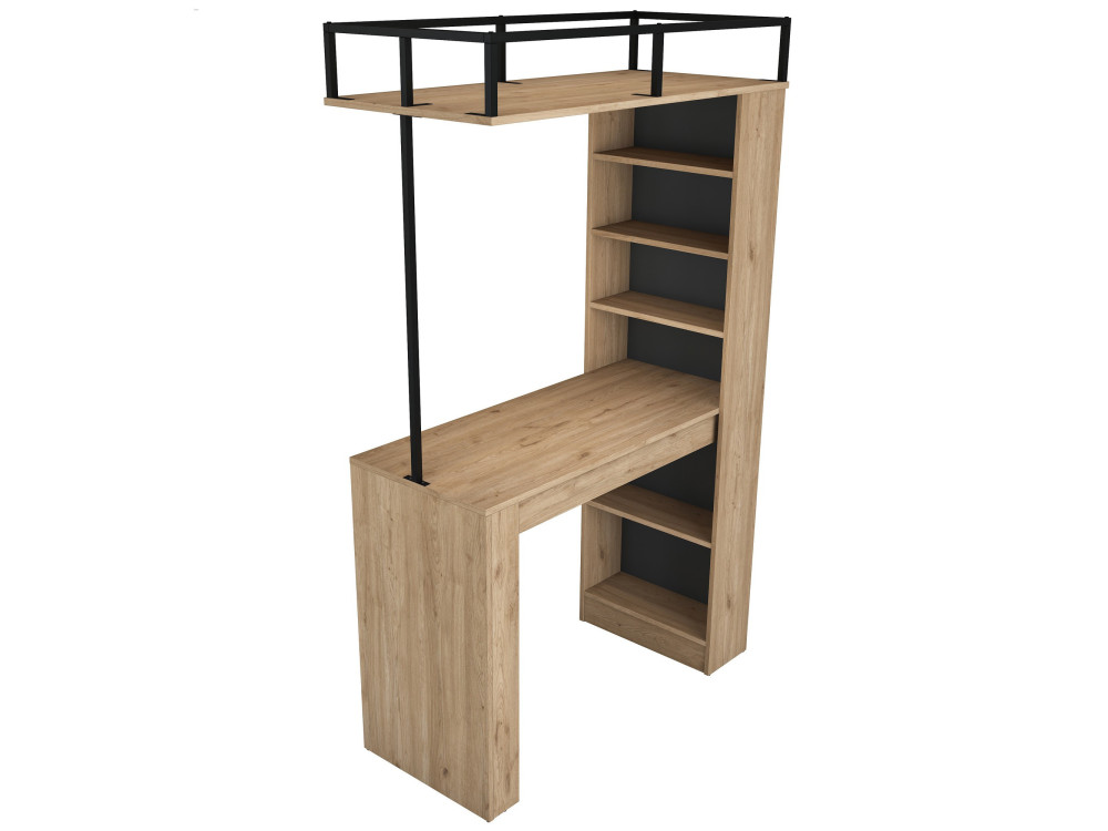 Mesa de jantar de madeira "Jacob" com prateleiras - 120 x 56 x 199 cm - Castanho