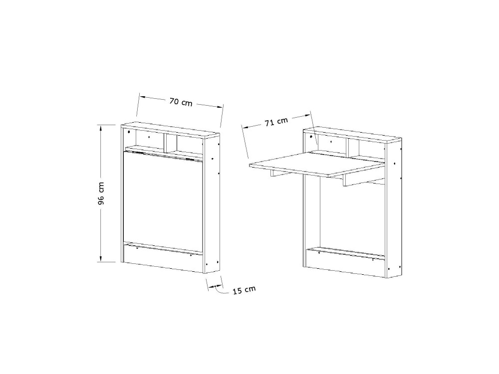 Mesa de jantar dobrável de madeira "Bracked" - 70 x 15 x 96 cm - Bege