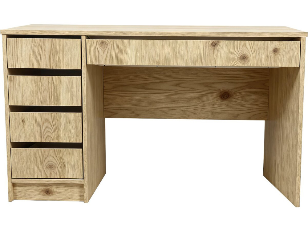 Secretária em madeira "Malika" com 5 gavetas - 120 x 75 x 55 cm - Castanho