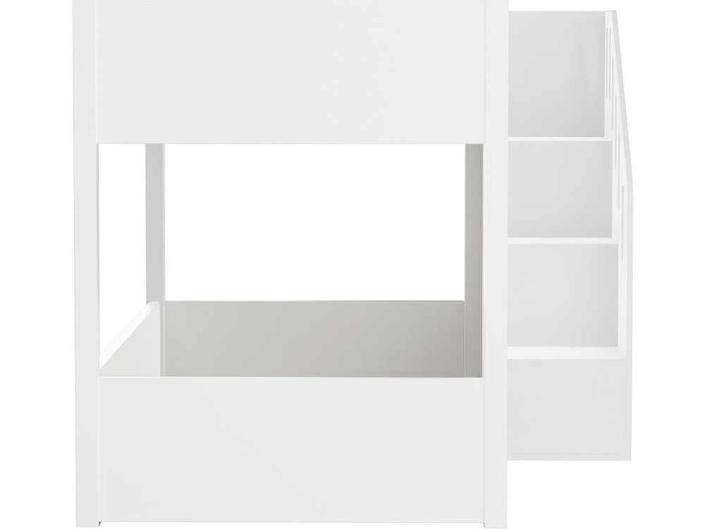 Cama de beliche em madeira com escada e arrumação «Léana» - 90 x 190 cm - Branco