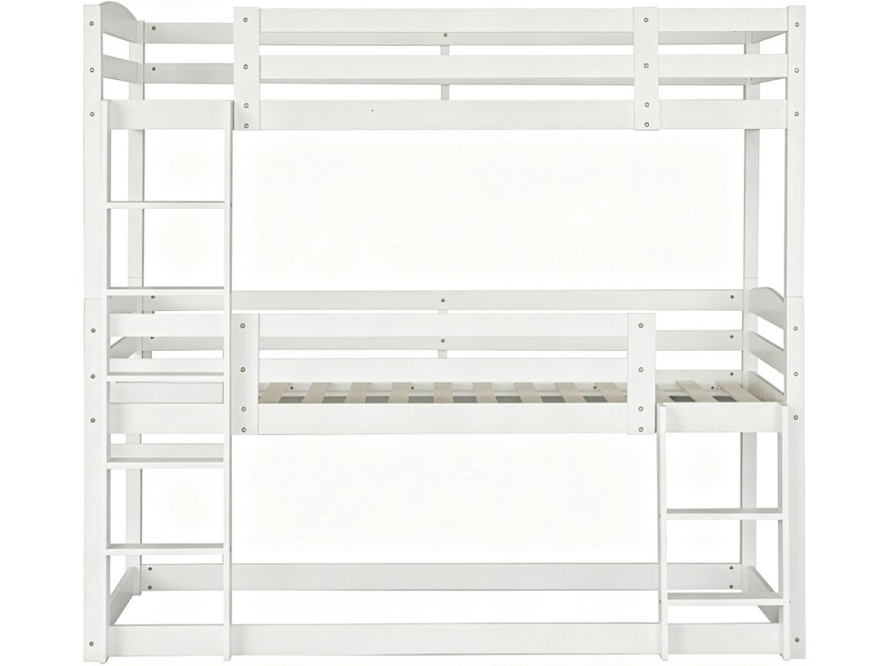 Cama de beliche em madeira com escada «Sephora» - 90 x 190 cm - Branco