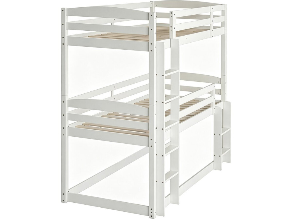 Cama de beliche em madeira com escada «Sephora» - 90 x 190 cm - Branco
