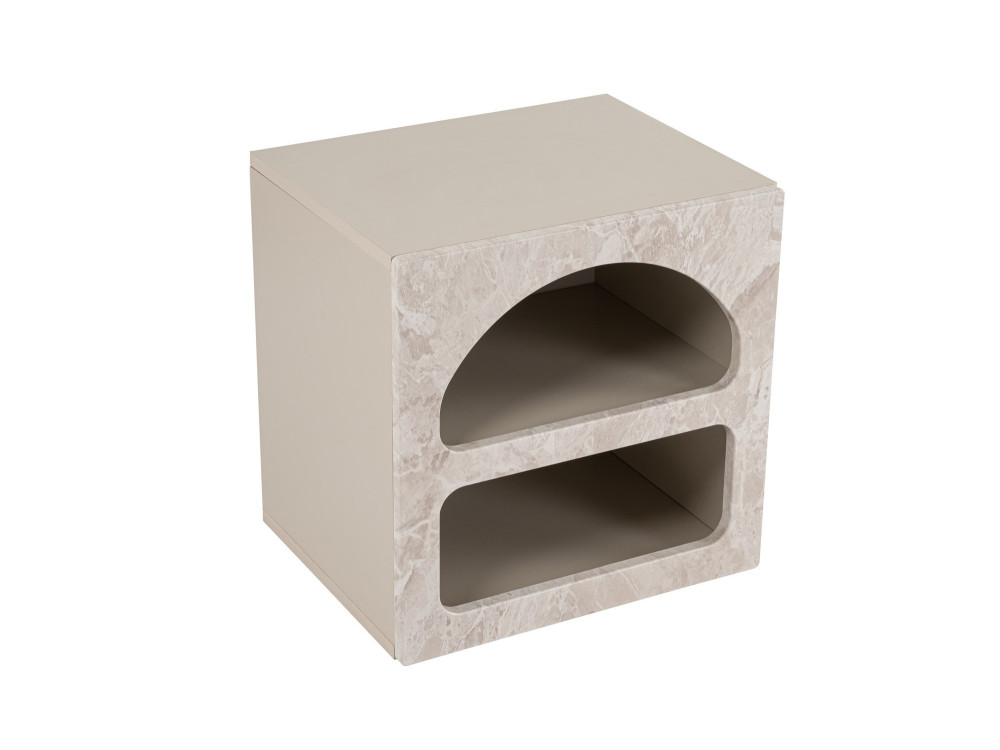 Mesa de cabeceira de madeira "Lorin" 50 x 40 x 50 cm - mármore travertino