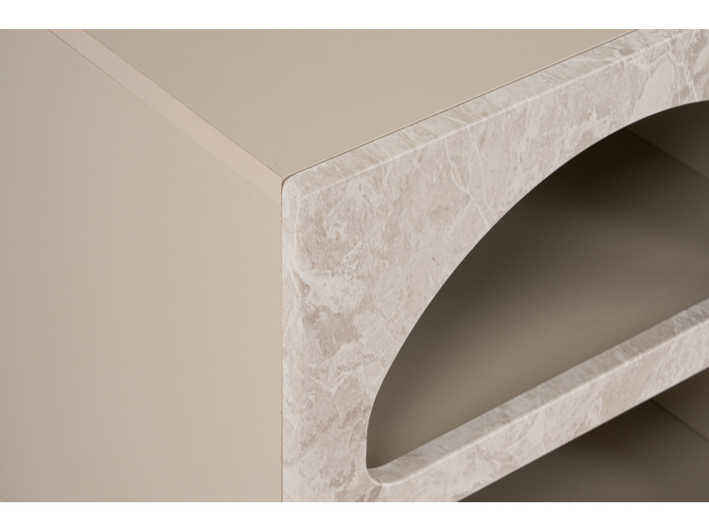 Mesa de cabeceira de madeira "Lorin" 50 x 40 x 50 cm - mármore travertino