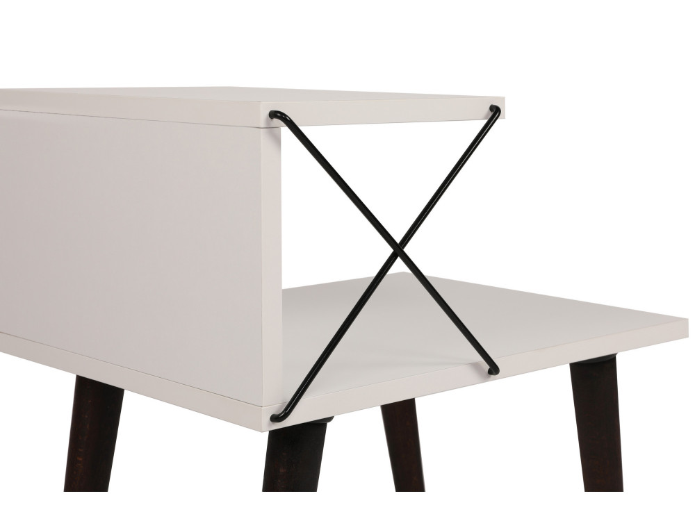 Mesa de cabeceira de madeira "Cross" 50 x 40 x 55 cm - Branco