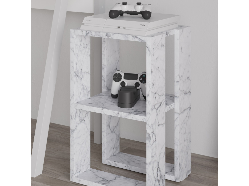 Mesa de cabeceira de madeira "Lonie" 30 x 30 x 55 cm - mármore de Carrara