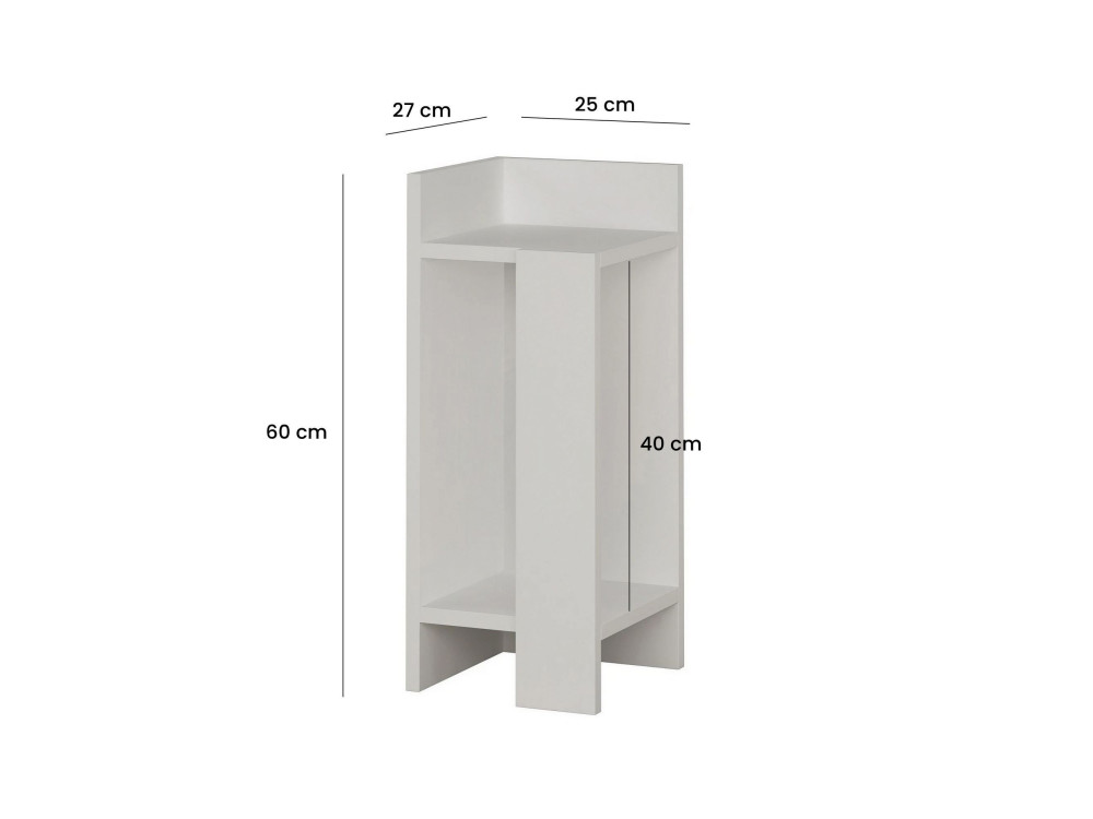 Mesa de cabeceira de madeira "Elos Left" - 25 x 27 x 60 cm - Branco