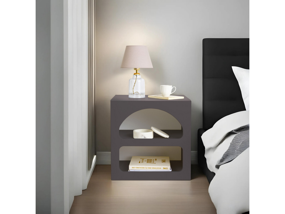 Mesa de cabeceira de madeira "Lorin" - 50 x 40 x 50 cm - Cinzento antracite