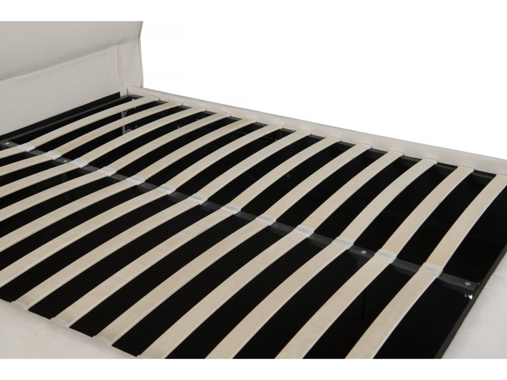 Cama de casal com arrumação em veludo "Chamonix" - 160 x 200 cm - Bege