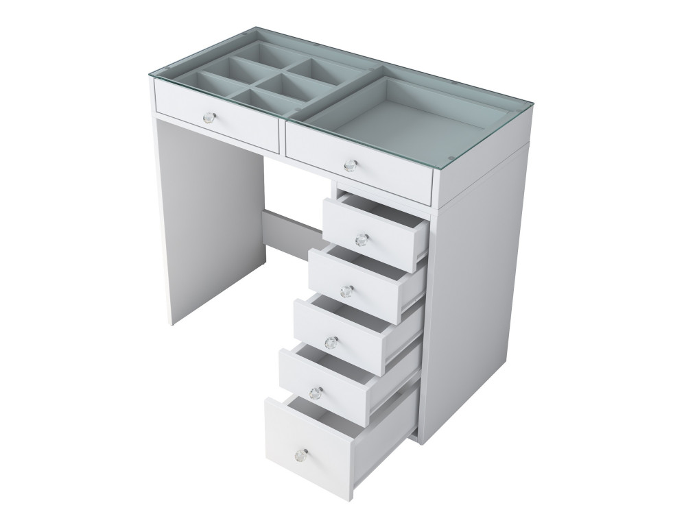 Toucador "Soma" com gavetas embutidas em madeira - 90 x 44 x 80 cm - Branco