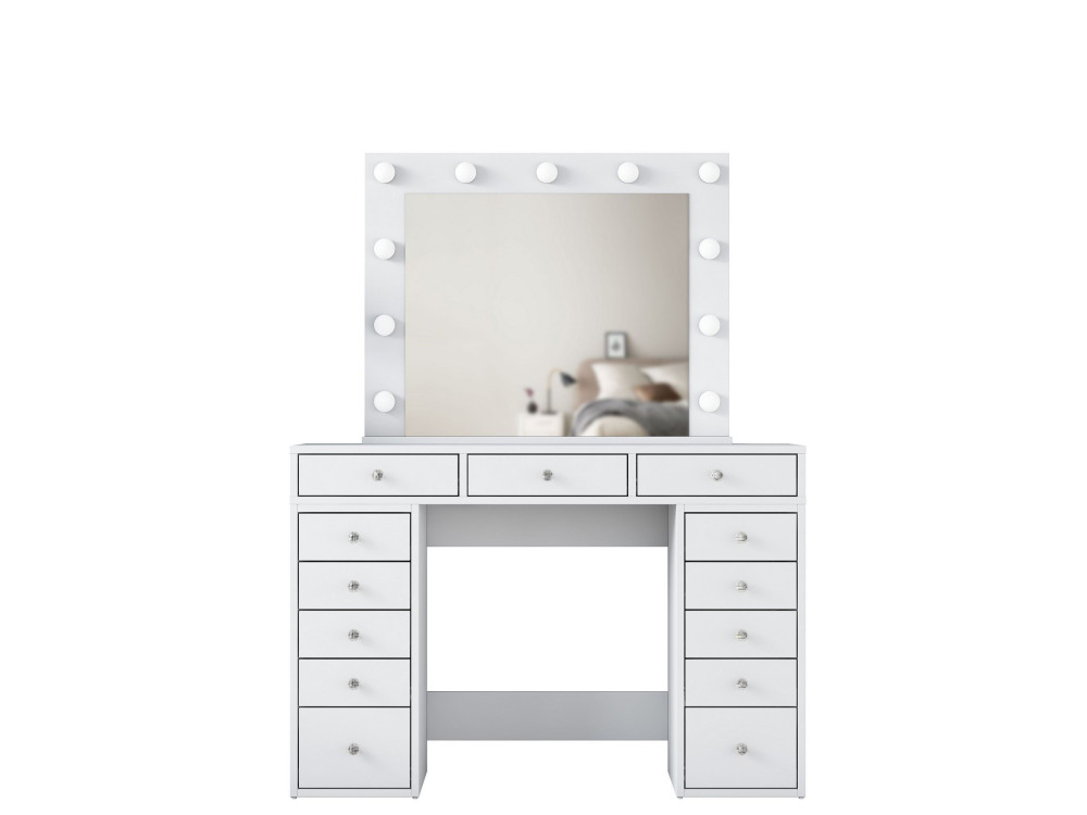 Toucador "Sirma" com espelho de madeira - 120 x 44 x 82 cm - Branco