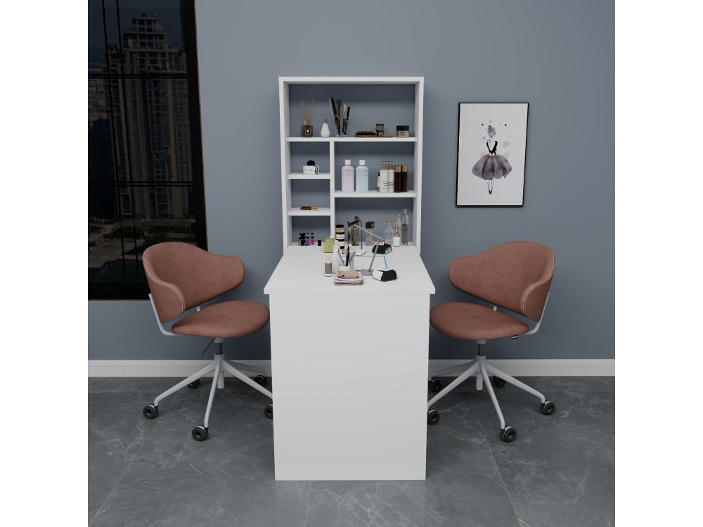 Mesa de maquilhagem em madeira "Sedir" - 90 x 59 x 74 cm - Branco