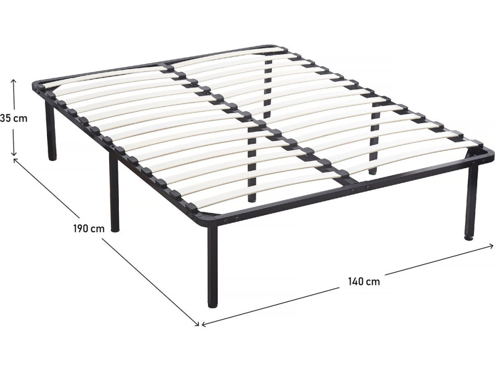 Estrutura de ripas + pés para colchão 140 x 190 cm - 26 ripas