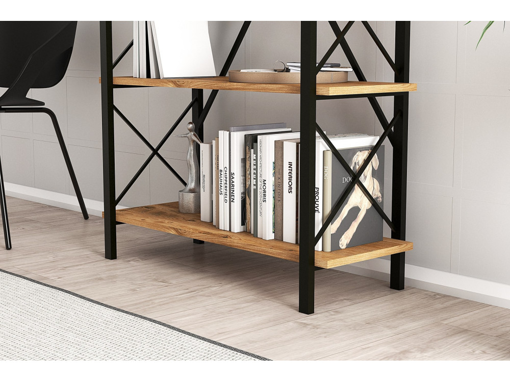Estante de madeira "Nero" - 90 x 33 x 180 cm - Atlantic PineBlack